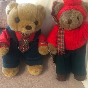 Adorable Brown  Holiday Teddy Bears in Red Outfits